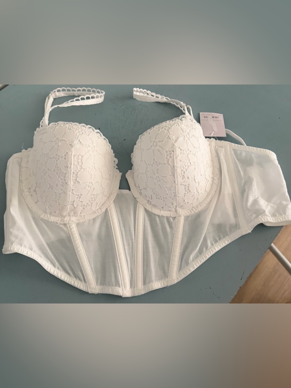 Auden White Lace Longline Strapless/Bustier Bra